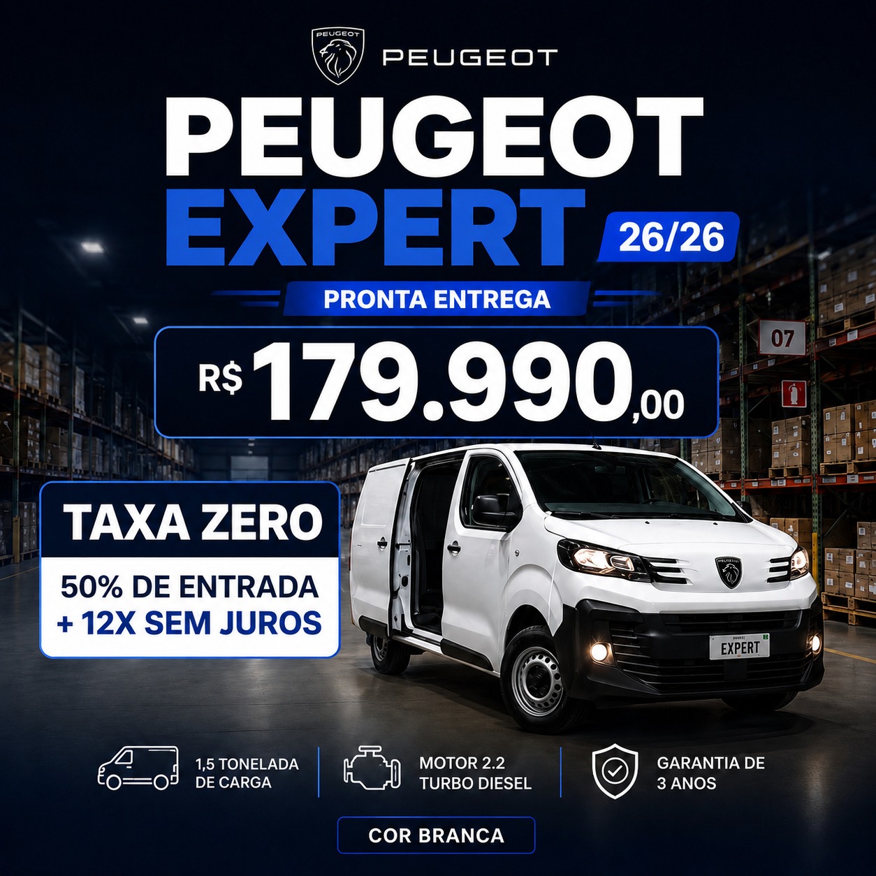Peugeot Expert 26/26 - R$ 179.990 - Taxa Zero